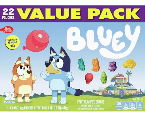 BLUEY FRUIT FLAVORED SNACKS VALUE PACK 498g