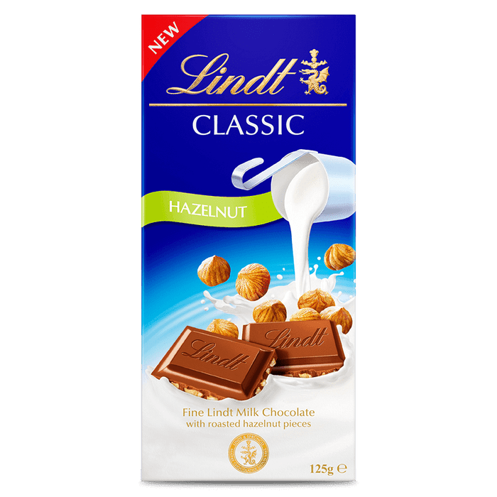 LINDT CLASSIC BAR MILK HAZELNUT 125g