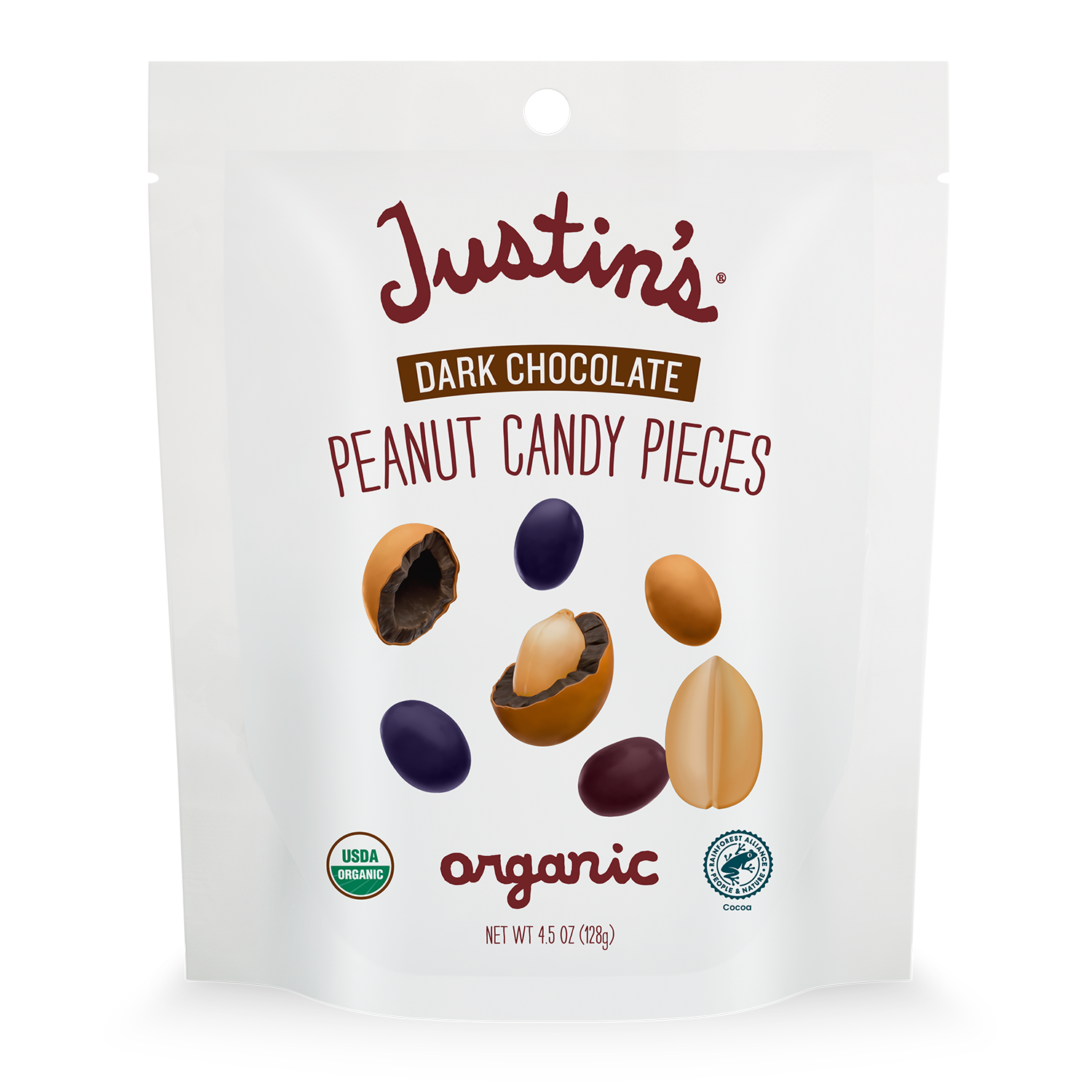 JUSTINS DARK CHOCOLATE PEANUT PIECES 128g